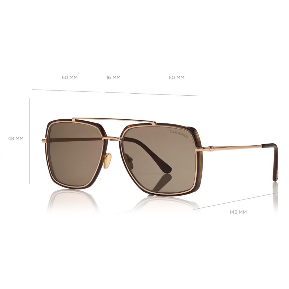 New TOM FORD Lionel Square Havana Brown Sunglasses - Picture 9 of 16